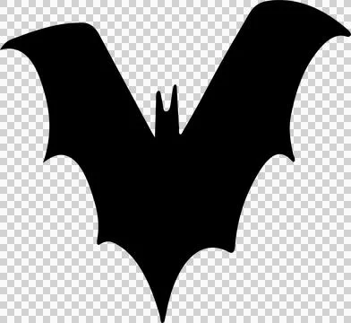 Flat bat silhouette vector is floating over transparent background, featuring Ilustração Stock