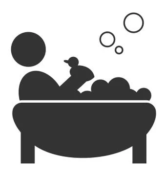 Flat bathing icon with duck isolated on white Stock Illustration