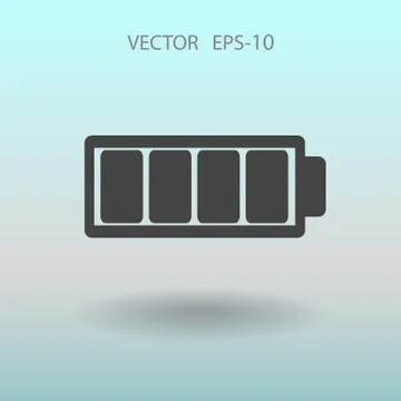 Flat battery full icon, vector illustration Stock Illustration