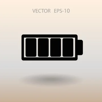 Flat battery full icon, vector illustration Stock Illustration