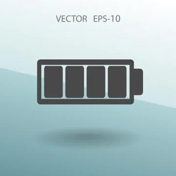 Flat battery full icon, vector illustration Stock Illustration