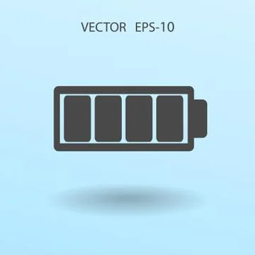 Flat battery full icon, vector illustration Stock Illustration