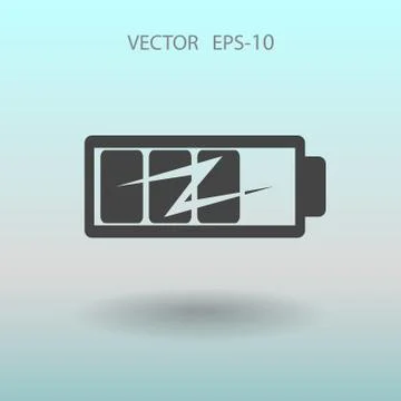 Flat battery icon, vector illustration Stock Illustration