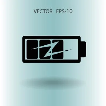 Flat battery icon, vector illustration Stock Illustration