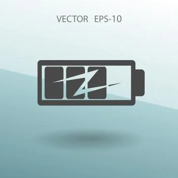 Flat battery icon, vector illustration Stock Illustration