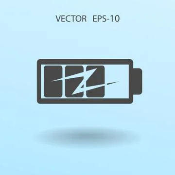 Flat battery icon, vector illustration Stock Illustration