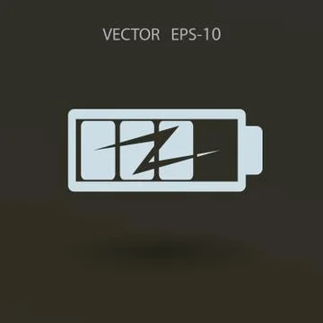 Flat battery icon, vector illustration Stock Illustration