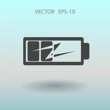 Flat battery low power icon, vector illustration Stock Illustration