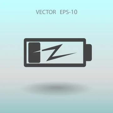 Flat battery low power icon, vector illustration Stock Illustration