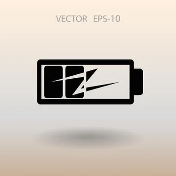 Flat battery low power icon, vector illustration Stock Illustration