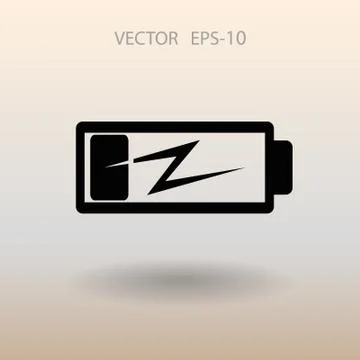 Flat battery low power icon, vector illustration Stock Illustration