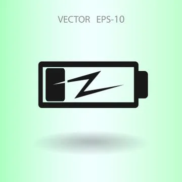 Flat battery low power icon, vector illustration Illustrazione stock