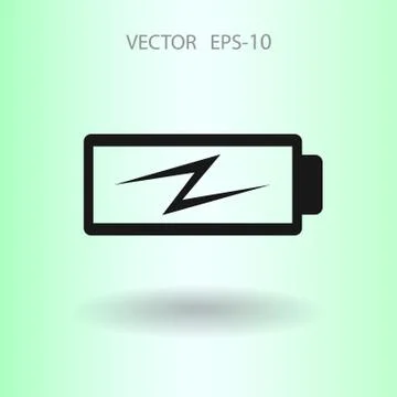 Flat battery low power icon, vector illustration Stock Illustration