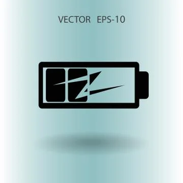 Flat battery low power icon, vector illustration Stock Illustration