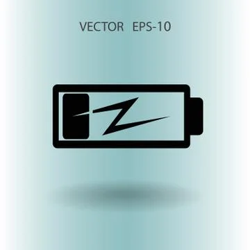 Flat battery low power icon, vector illustration Stock Illustration