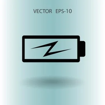 Flat battery low power icon, vector illustration Stock Illustration