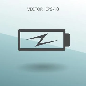 Flat battery low power icon, vector illustration Stock Illustration