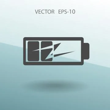 Flat battery low power icon, vector illustration Stock Illustration