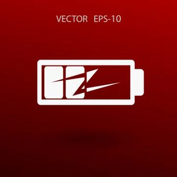 Flat battery low power icon, vector illustration Stock Illustration