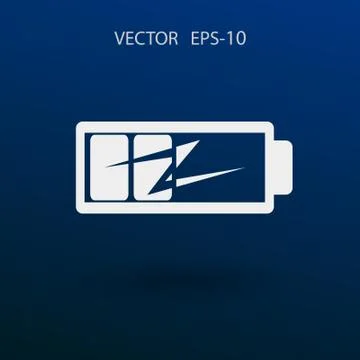 Flat battery low power icon, vector illustration Ilustração Stock