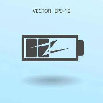 Flat battery low power icon, vector illustration Stock Illustration