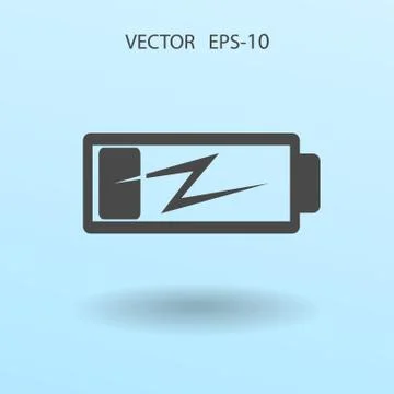 Flat battery low power icon, vector illustration Stock Illustration