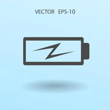Flat battery low power icon, vector illustration Stock Illustration
