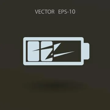 Flat battery low power icon, vector illustration Stock Illustration