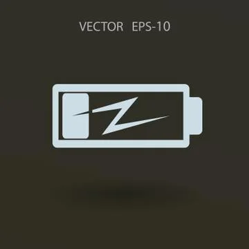 Flat battery low power icon, vector illustration Stock Illustration