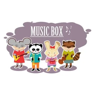 Flat beasts musicians Stock Illustration