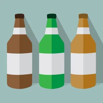 Flat beer bottle design . Stock Illustration