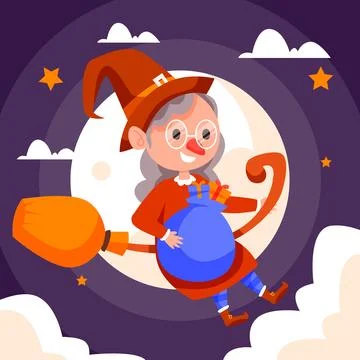 Flat befana illustration Stock Illustration