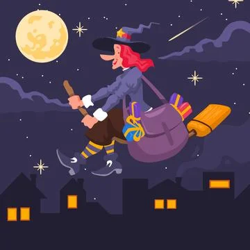 Flat befana illustration Stock Illustration