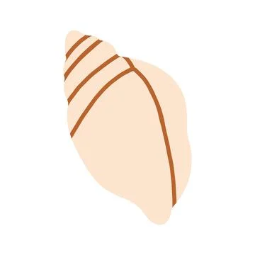 Flat beige conch seashell vector illustration. Cute ocean marine shell element Stock Illustration