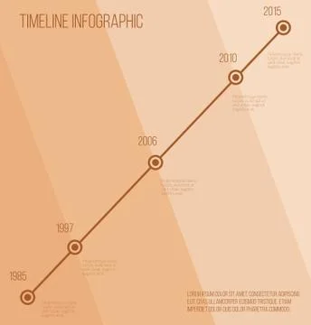 Flat beige diagonal timeline infographic Stock Illustration