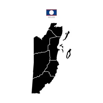 Flat Belize map with division to region Stock Illustration