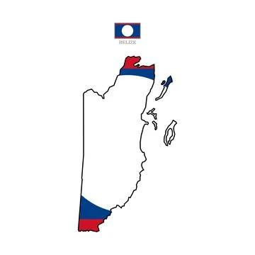 Flat Belize outline map with black contour Stock Illustration