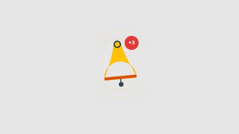 Flat Bell Notification Toast Popup Counter Transparent Animation with Swinging Stock Footage 346695678
