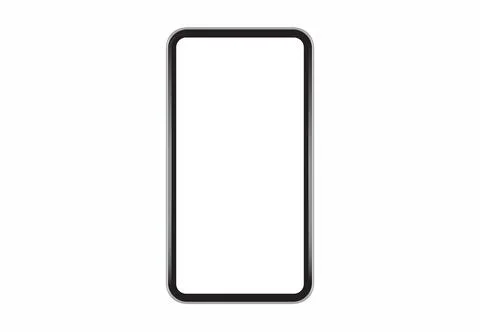 Flat Bezel less Modern Smartphone Device Isolated Empty Mockup Screen Stock-Illustration