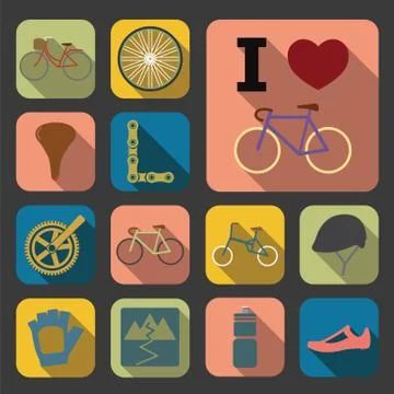 Flat bicycle icons Stock Illustration