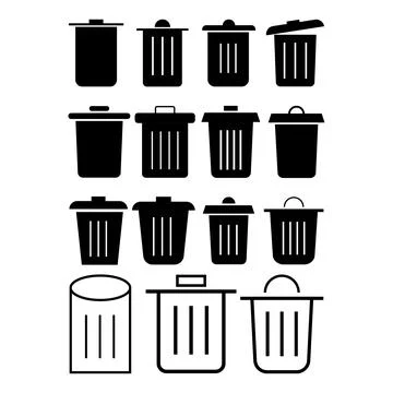 Flat Bin Icon set Symbol Vector Illustration Stock Illustration