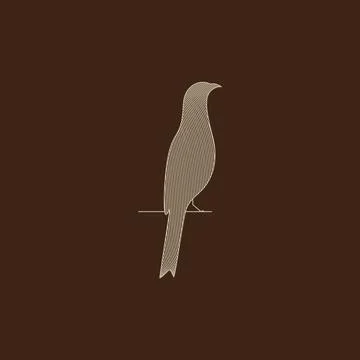 Flat bird falcon on the branch logo design vector graphic symbol icon sign .. Stock Illustration