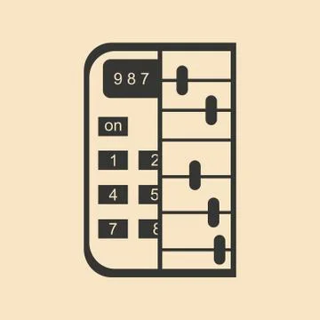 Flat in black and white abacus calculator Stock Illustration