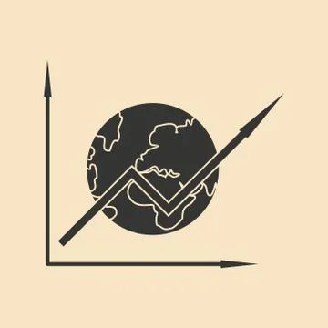Flat in black and white chart on background of earth Stock Illustration