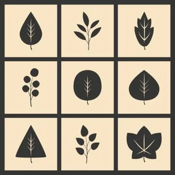 Flat in black and white concept mobile application leaves Stock Illustration