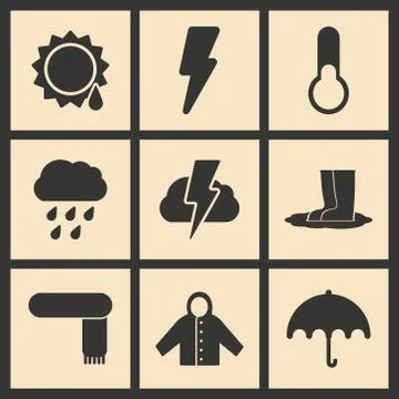 Flat in black and white concept mobile application autumn weather Stock Illustration
