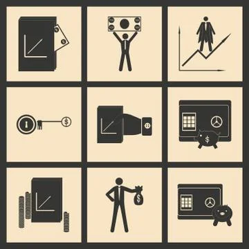 Flat in black and white concept economic icon Stock Illustration