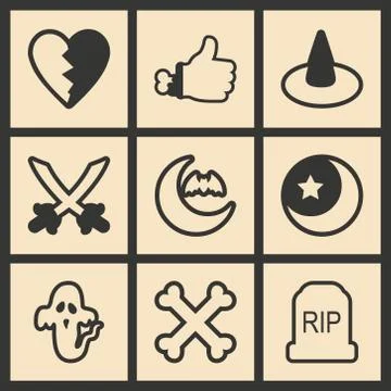 Flat in black and white concept mobile application Halloween Stock Illustration