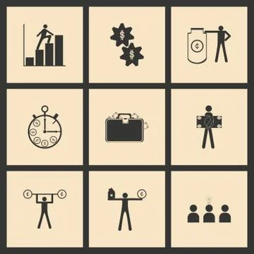Flat in black and white concept economic icon Stock Illustration