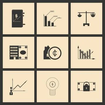 Flat in black and white concept economic icon Stock Illustration